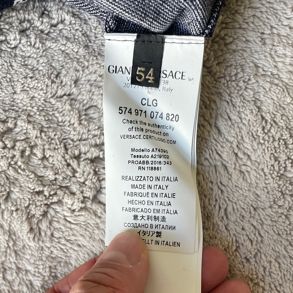 Versace Men's Navy Sweater with Silver Medusa Design - Picture 2 of 9